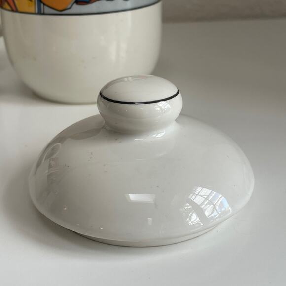 Vitromaster 1991 Metropolitan 4 Coffee Cups, Sugar Bowl & Lid Abstract Art - Picture 9 of 16